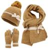 Women Winter Hats Scarf and Gloves Set Knit , Scarf, and with Cute Tie for Ultimate Warmth