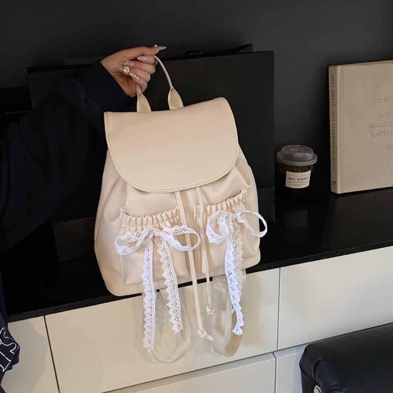 

Новый модный рюкзак с двойным карманом и милым бантом, нишевый дизайн, универсальная женская повседневная сумка для поездок на работу белый