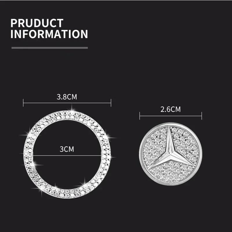 Car One-Click Start Stop Engine Rhinestone Ring Circle Trims Protective Cover for Mercedes Benz W211 W204 W210 W203 CLA GLA OM3