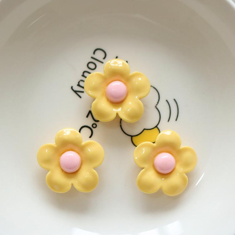 10Pcs Shiny 22X22Mm Flower Series Miniature Flat Back Resin Cabochons For Hairpin Scrapbooking Diy Home Decor Craft Accessories