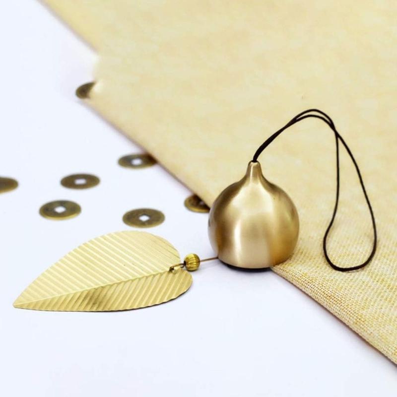 Japanese Luck Leaf Wind Chimes for Outside Brass Wind Bells Indoor Garden Bells Campanula Handmade Garden Decorations