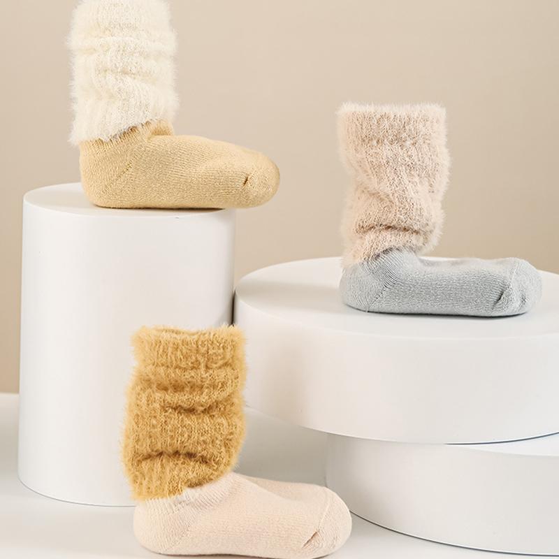 3 Pairs/Lot Baby Socks For Winter Thick Warm Newborn Long Tube Socks Kids Mid Tube Socks For Boys And Girls