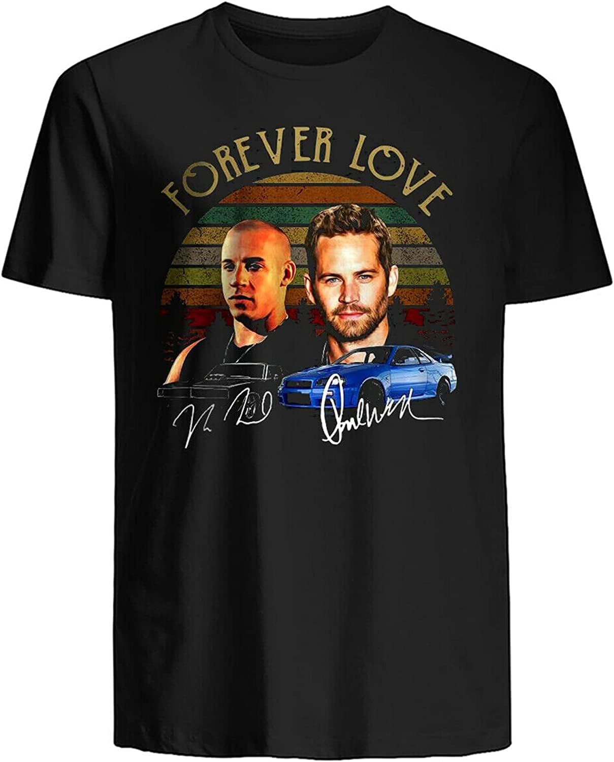 Forever Love Dominic Toretto and Brian Oconner T-Shirt Fast and Furious Shirt Black 3XL чёрный