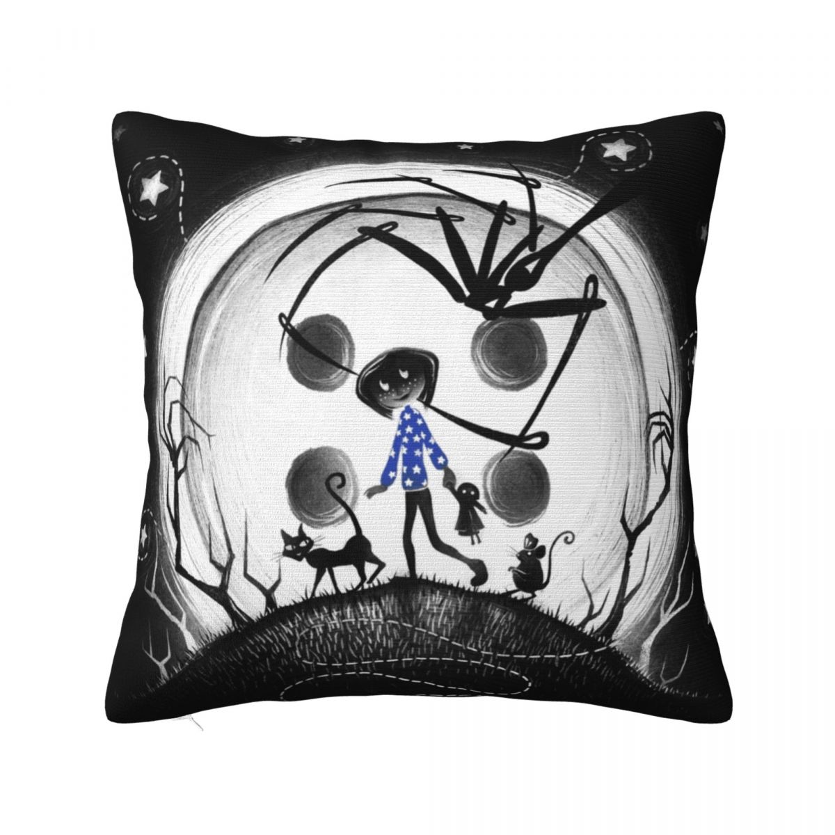 Наволочка Коралина Полиэстеровая Наволочка для Подушки Подарок Тайная Дверь Ужасы Девочка Наволочка для Подушки Домашняя Квадратная 40x40 см 30x30cm