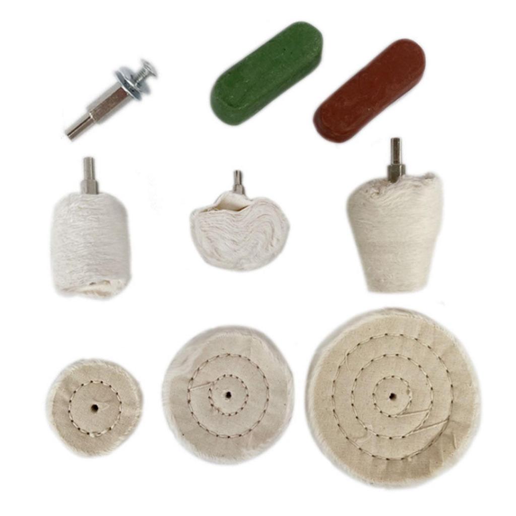 10 Buffing Pad Polishing Wheel Kits, Included Rouge Compound, Cone, Column, Mushroom, Grinding