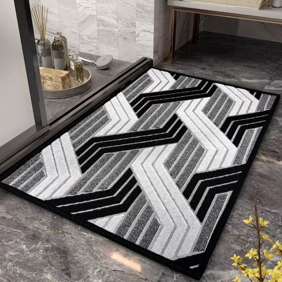 Jacquard Entrance Door Mat, Quick-Dry Water Absorbent Floor Mat, Machine Washable Non-Slip Doormat for Entrance Bathroom Kitchen