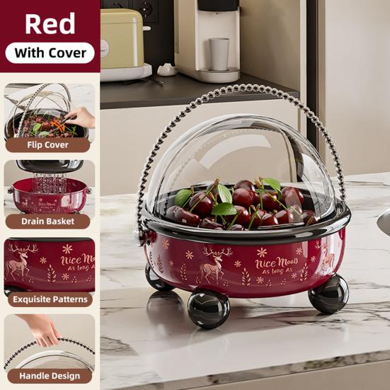 Ovocný talíř s víkem Vestavěná rukojeť Snadno čistitelný Ochranný kryt Sušené ovoce Ořechy Svačiny Předkrmy Podnos Prachotěsná nádoba na svačiny