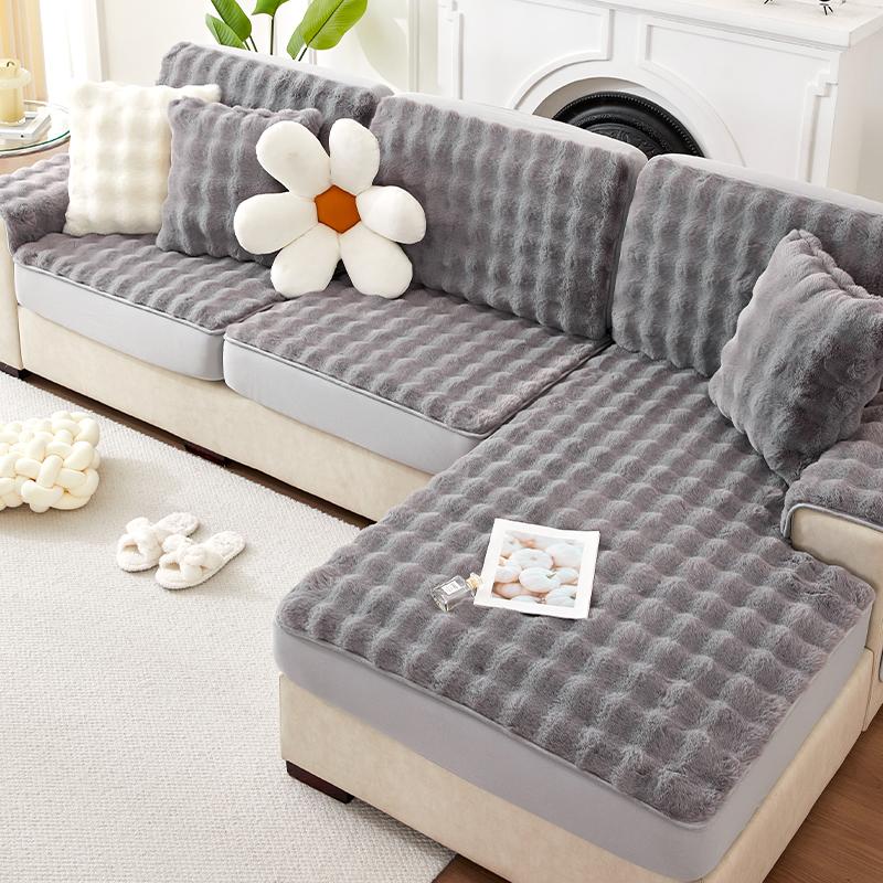 Rabbit Plush Sofa Cover All-Inclusive Universal Sofa Cushion Winter Sofa Cushion Non-Slip Sofa Cover Sofa Cover