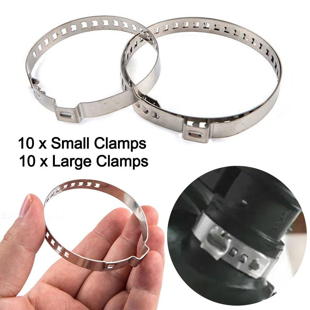 20Pcs Stainless Steel Auto Hoses Clamps Adjustable 20-125mm Car Accessories Cars CV Boots Clamps