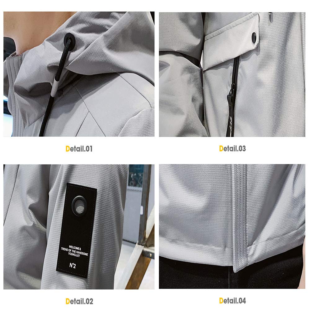 Long Plus Black M [Poperdision] Men's Jacket, Sleeved, Plain, Warm, Popular, Windbreaker, Spring, Autumn, Winter, Hooded, Casual, Windproof,
