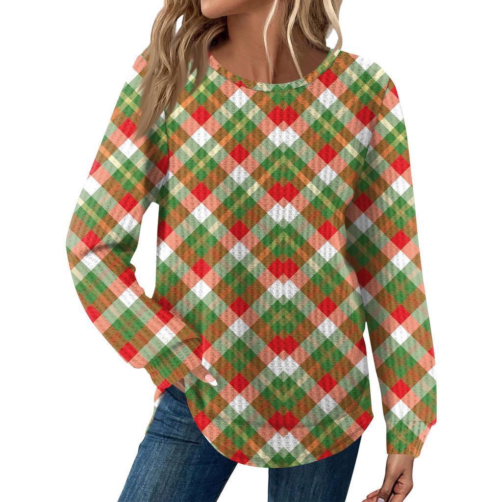 Damenmode Locker Langarm Rundhals Casual Oberteil