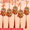 5pc Vietnamese New Year Pendant with Tassel Spring Festival Home Tree Hanging Lucky Decor The Year of Horse Party Hanging Supply