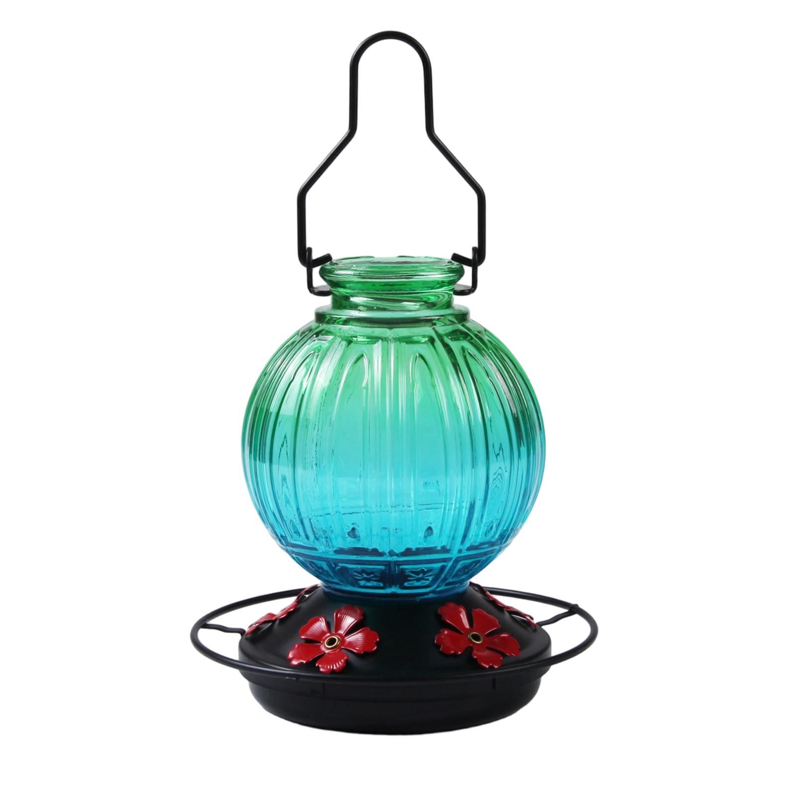 

Glass Hummingbird Feeder with Metal Base and Perch Ring Durable Hanging Bird Feeder Suitable for Outdoor Use Garden Patio Deck One Size зелений