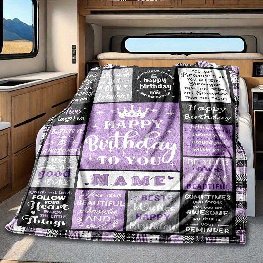 Birthday Quotes Customize Your Name Rv Blanket Soft Comfortable Lightweight Perfect For Travel Camping Picnics Sofa Bed Living Room Gift For Friends