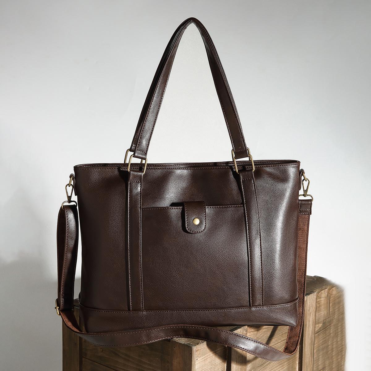 

Европейский и американский ретро женский блокнот из искусственной кожи, длинная сумка-тоут, внешний карман, классическая большая сумка, независимая станция