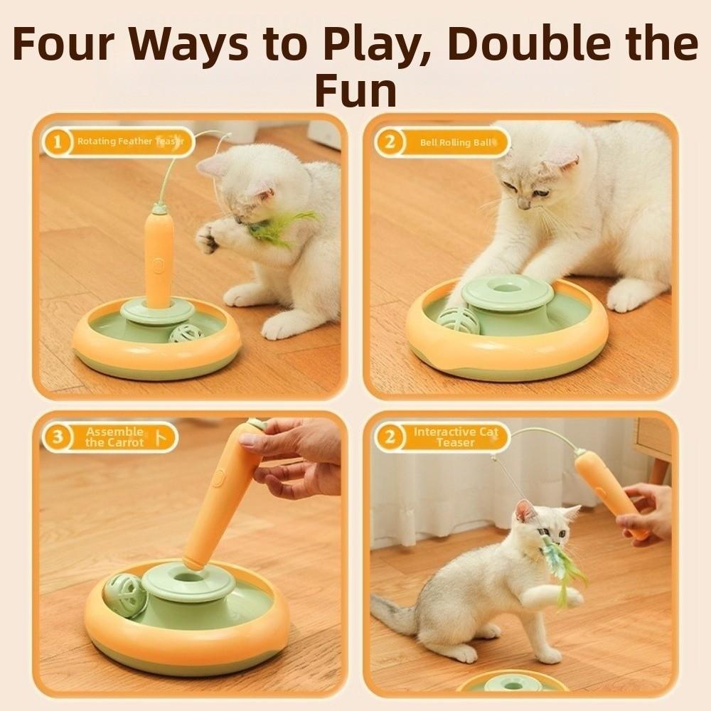 Multifunctional Electric Cat Toy Self Rotating Self Rotating Teaser Cat Feather Teaser Reusable Sturdy Design Kitten Playing Toy
