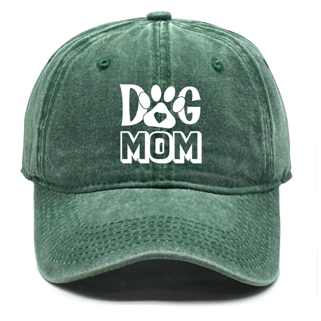 DOG MOM" Paw Print Snapback Sun Hat, Mother's Day Man's Cap Slouchy Sun Protective Raw Brim Curved Brim Adjustable Baseball Hat