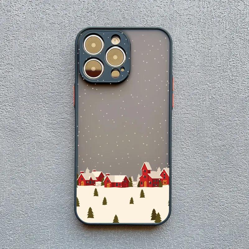 Christmas Winter Snow Scenery Phone Case For iPhone 16 15 14 13 12 11 Pro Max Mini X XS XR 7 8 Plus Shockproof Hard Cover Fundas