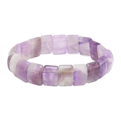 Amethyst Bracelet Mixed Color Purely Natural High Elasticity Crystal Bracelet for Party Anniversary