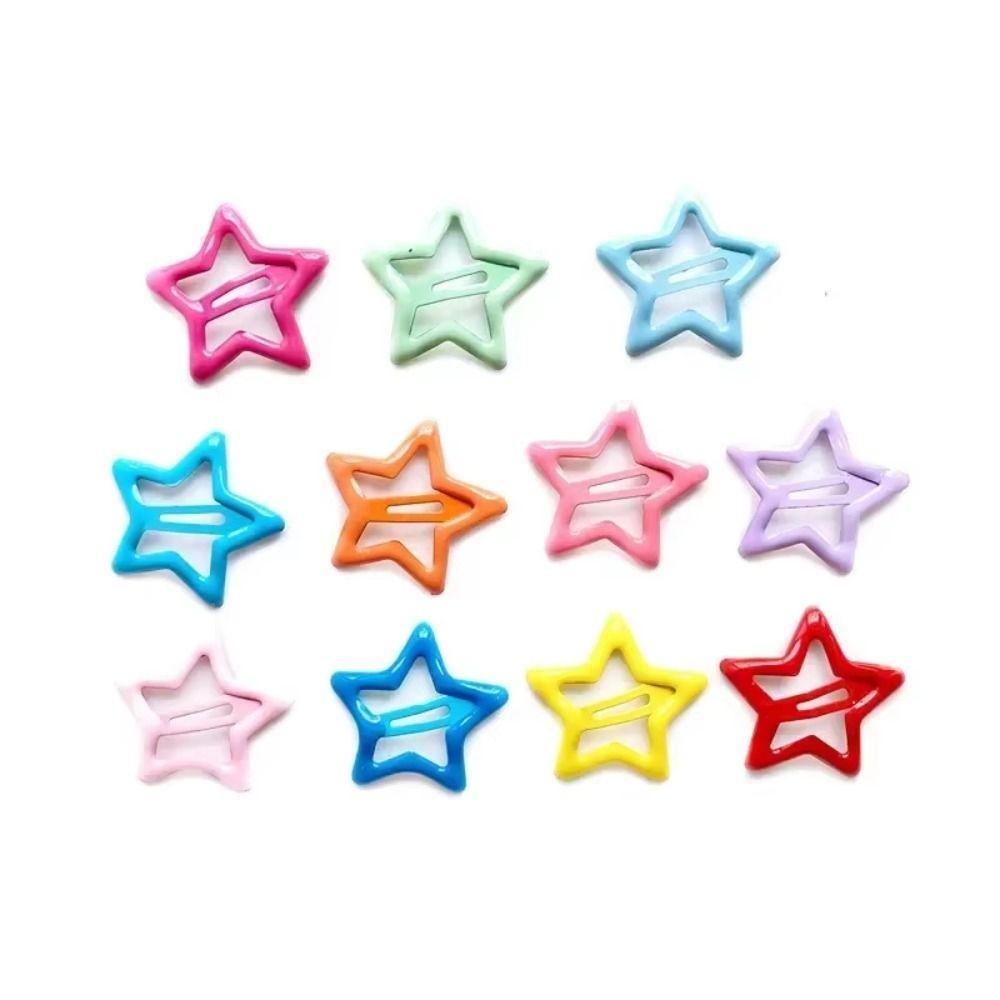 20PCS Dopamine Star Barrettes Headwear Metal Snap Clip Star BB Hair Clips  Kids Hair Accessories