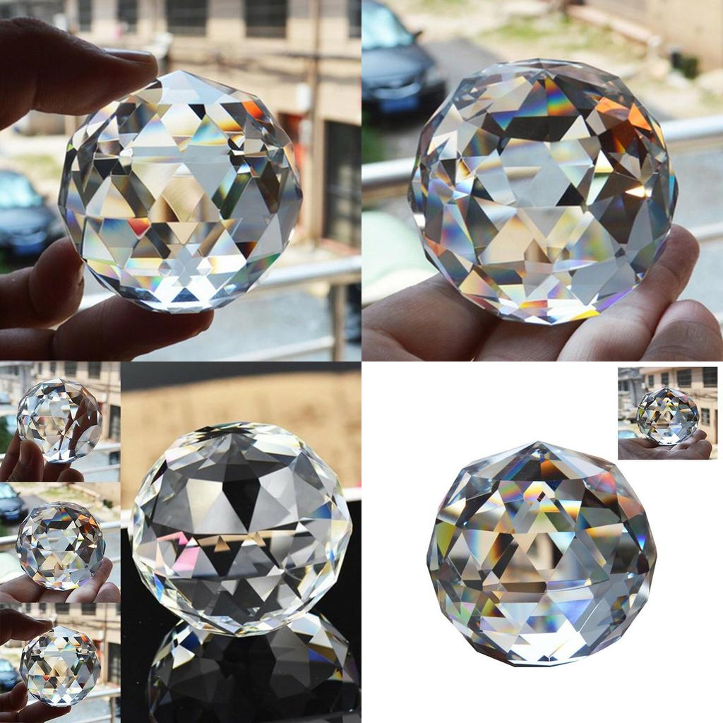 Stunning Clear Cut Crystal Sphere 50mm Faceted Gazing Ball Prisms For Decorative Suncatcher