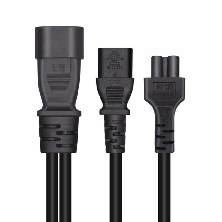 3-Prong C14 To C5+C13 Connector Adapter Cord Male Plug To Female Converter Wire