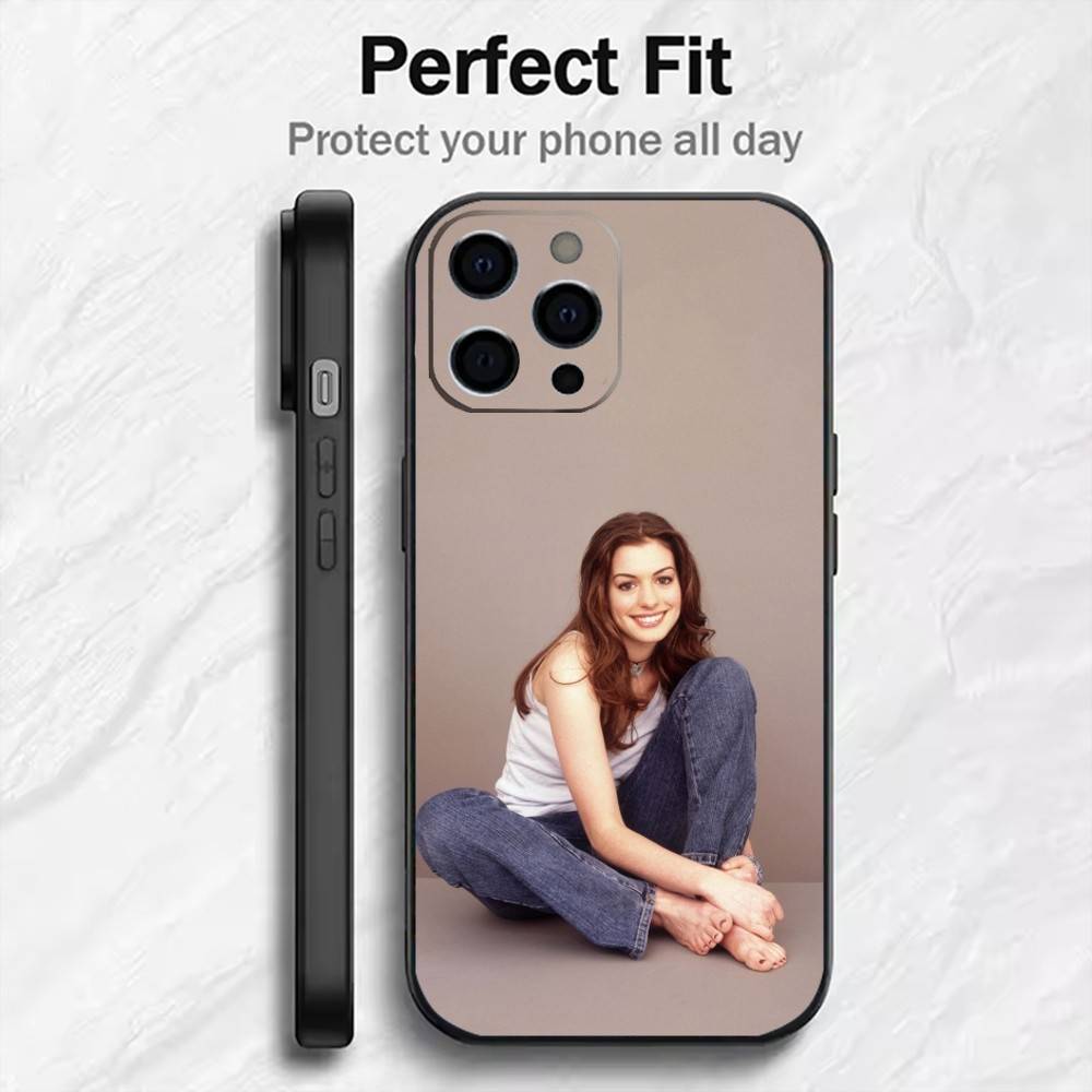 Actor Anne H-Hathaway-y White Queen Phone Case For iPhone17,16,15,14,13,12 Plus,Max Soft Silicone Black Cover
