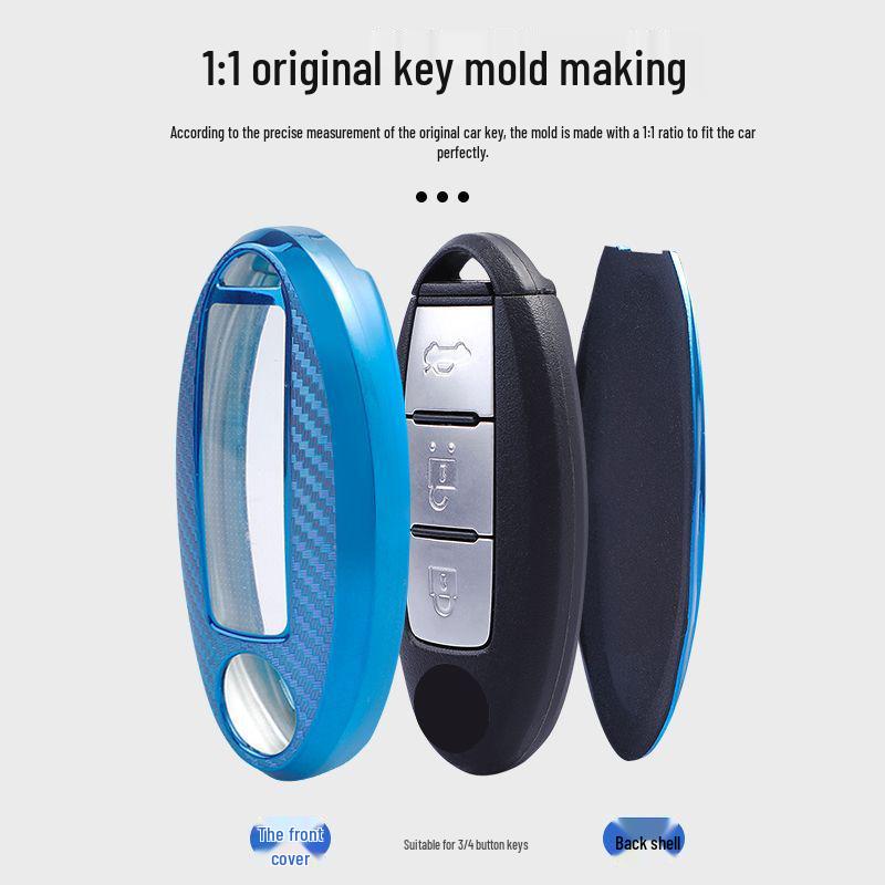 Carbon Fiber Key Case for 22 Nissan Models: Qashqai, X-Trail, Kicks, Murano, Tiida, Sylphy, Patrol, Teana.