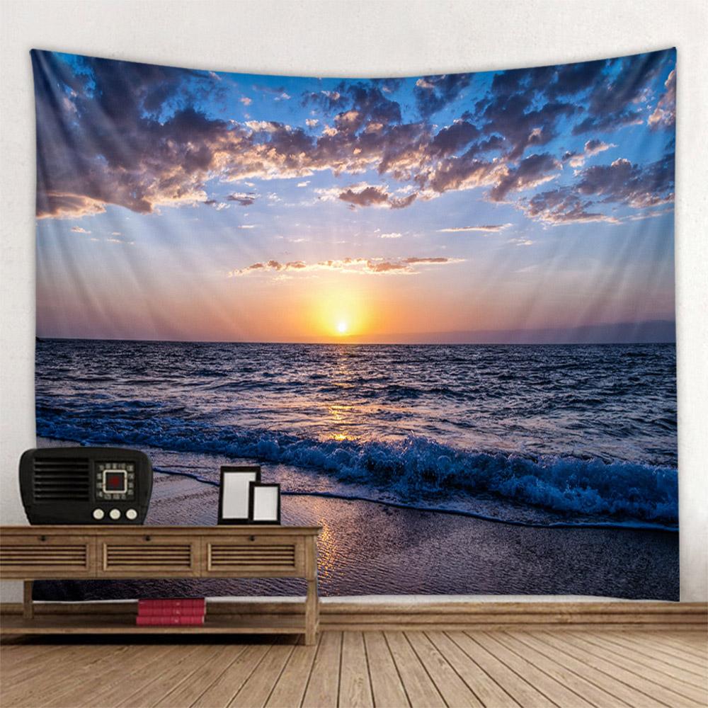 Bohemian Tapestry Wall Hanging, Hippie Wallpaper, Sea View Sunrise, Living Room Bedroom, Blanket, Bed Sheet, Beach Towel