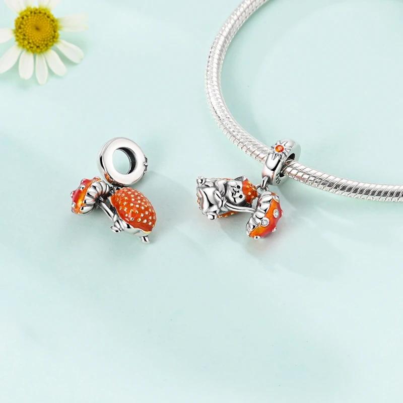 Charms Copperorange Hedgehog And Mushroom Beads Fit Charms Plataoriginal Bracelet Beads Women Jewellery Making Diy