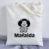 Kawaii Shopping Bag Mafalda Cute Anime Harajuku Canvas Bag Tote Bag Lady Handbag Large Capacity Shopper Bag Casual Shoulder Bag