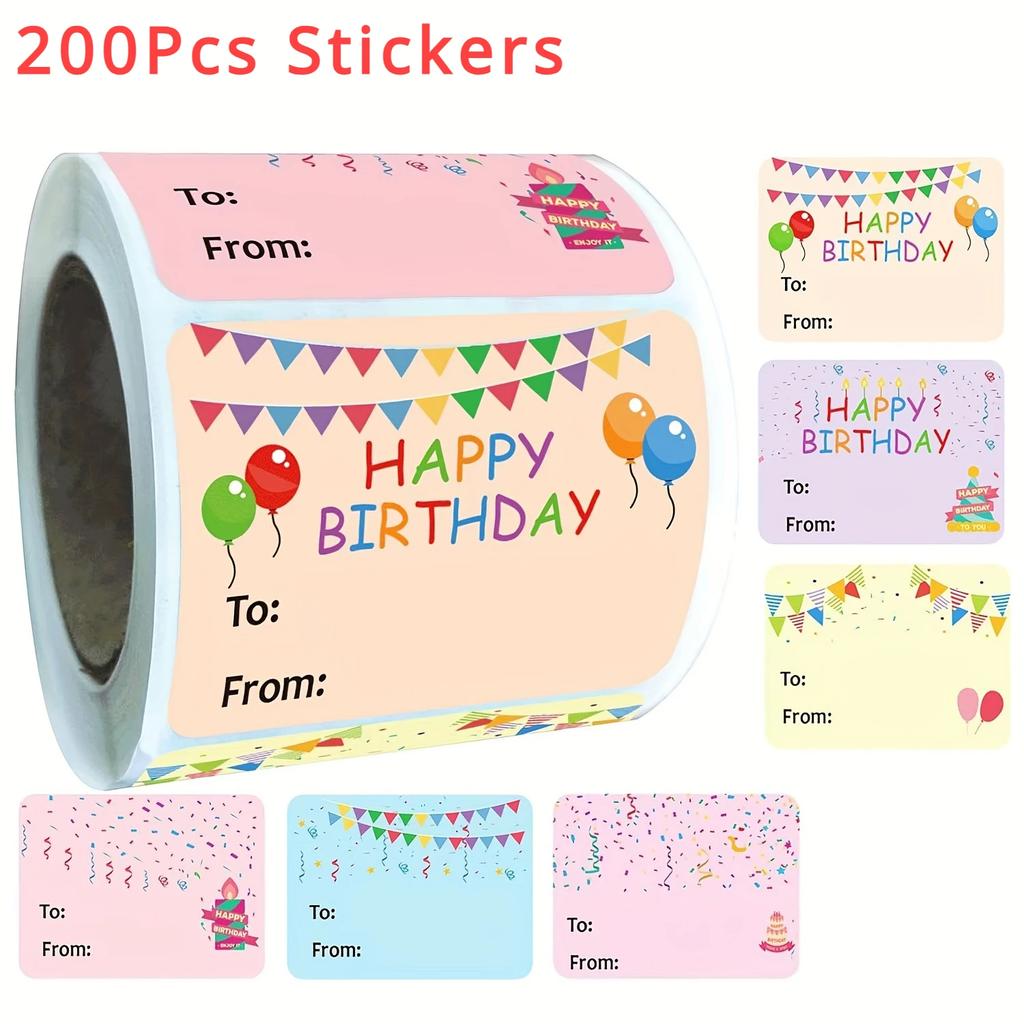 200 Stück Happy Birthday Geschenkanhänger Namensanhänger Aufkleber - Weihnachten Von Etikett Geschenkaufkleber Festival Geburtstagsaufkleber für Party