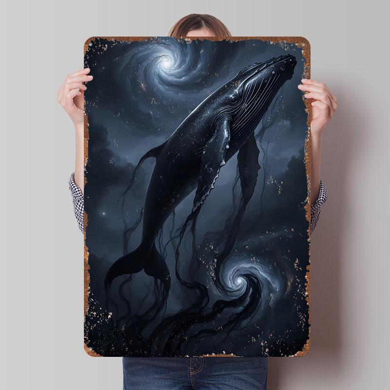 

Whale in Space Printed Poster Customized Wall Art Retro Vintage Metal Tin Signs for Decoration Living Room Decor Men Wand Deko 7.9x11.8In(20x30cm)