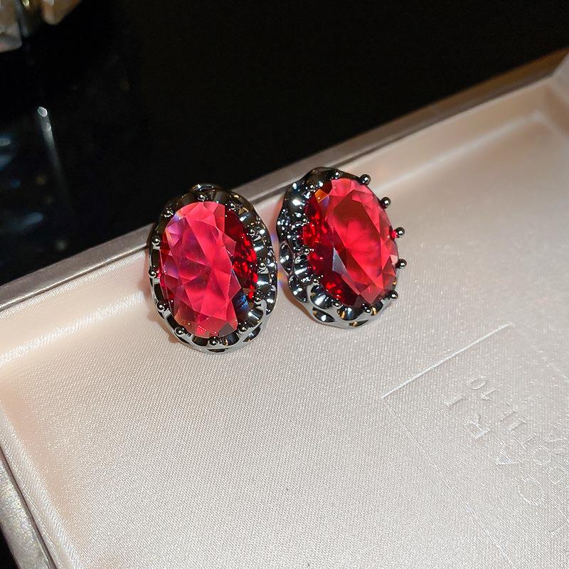 Silver needle medieval vintage oval stud earrings retro versatile earrings earrings women