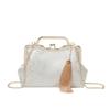 Exquisite national style embroidered fringed clip women's small square bag new high-end texture commuter women's shoulder messenger bag