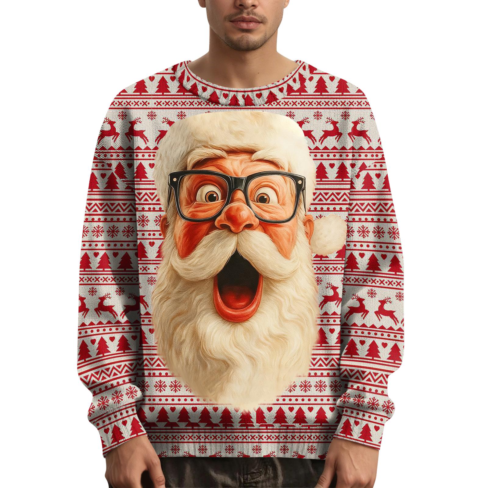 

Мужской рождественский свитер с принтованным воротником XL арбуз красный