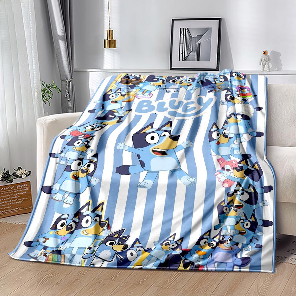 Bluey's Blue Fun Blanket Soft Warm Cozy Perfect for Office Chair Office Chair All-Season Use Stylish Decor Suitable for Gifting Relatives and Friends