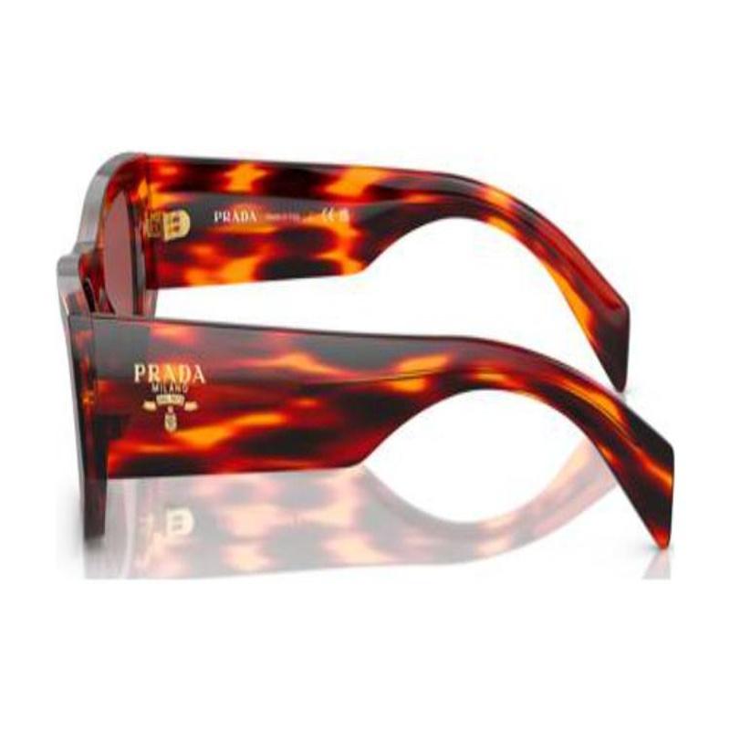 Prada Tempel-Buchstabenlogo Rechteckige Sonnenbrille aus Kunststoff Unisex Partner-Stil Rot