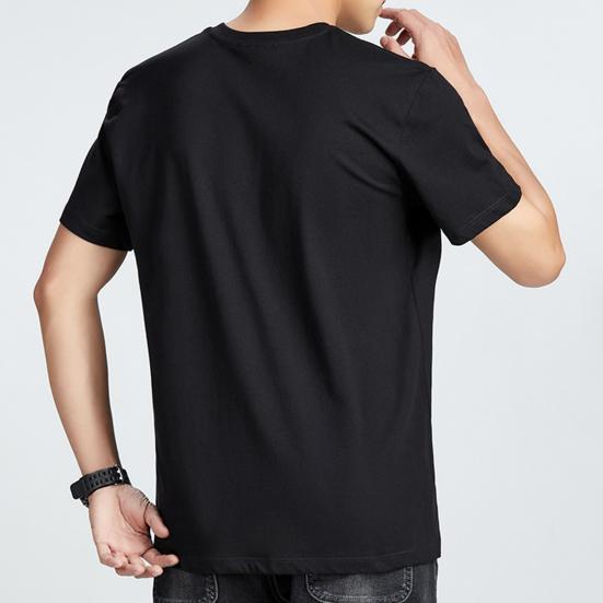 Men Tops Pure Color V-Neck Short Sleeve Tee Shirt Loose Fit Thin Breathable