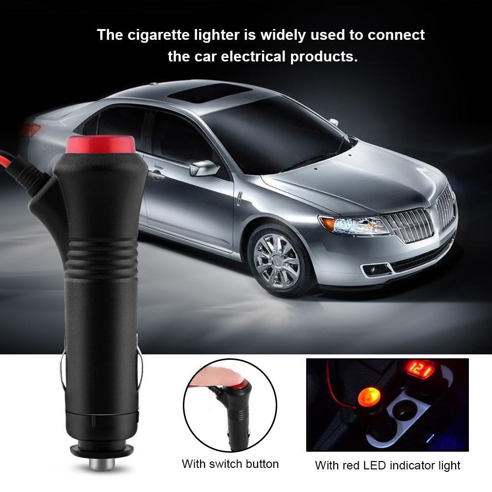 Akozon Cigarette Lighter Plug Wire, 1.5m Male Car with Cigarette Lighter Socket, Power Plug Adapter, On/Off Switch Fuse, , 24v