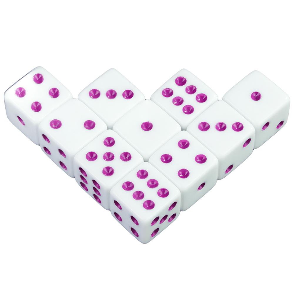 10pcs Acrylic Dice 16mm White Square Corner Dice for Board Games, Casino Games & Tabletop RPG or Teaching Math