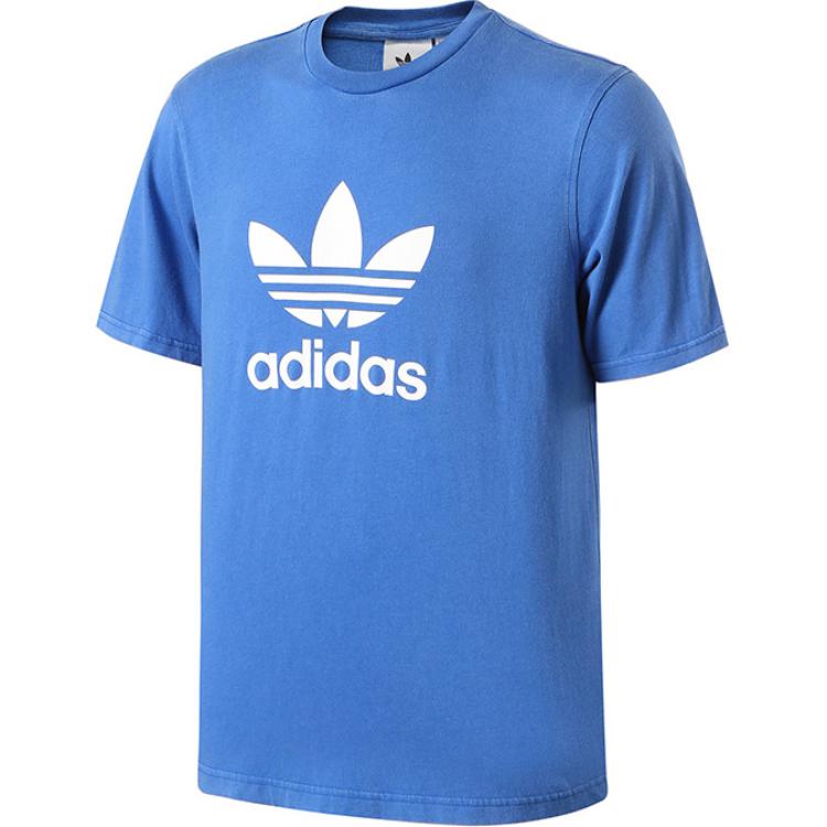 Adidas Originals Logo Round Neck Pullover Short Sleeve T-Shirt Men T-Shirts Blue CW0703