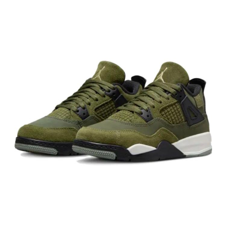 Air Jordan 4 Retro SE Craft PS Olive Kids Sneakers Green Medium-Olive Pale-Vanilla FB9929-200