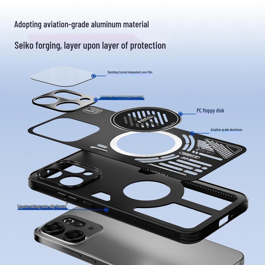 OPPO Reno14 Pro Ice Aluminum Magnetic Protective Phone Case with Heat Dissipation and Drop-Proof Design