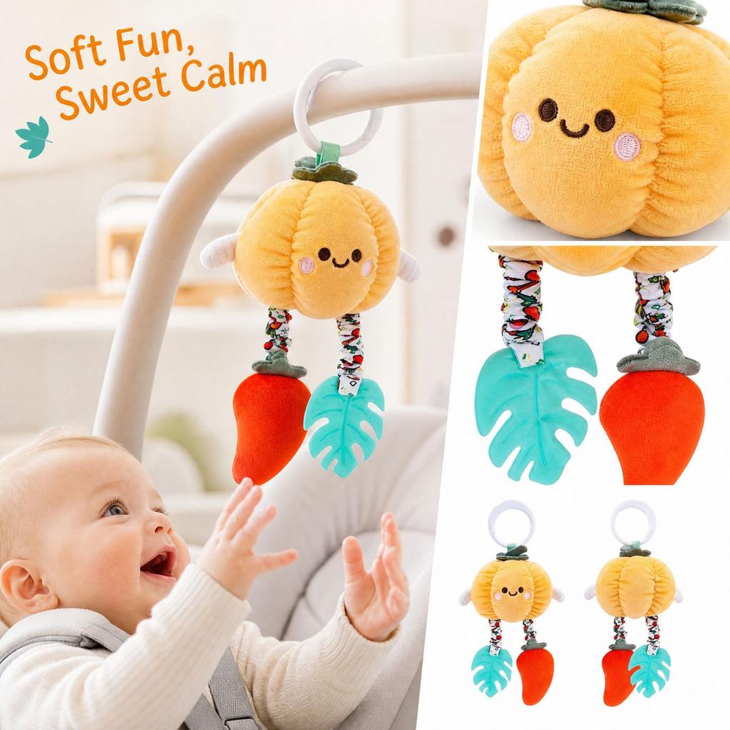 Baby Bedside Mobile with Plush Rattles and Soothing Hanging Toys for Car, Bed, Stroller