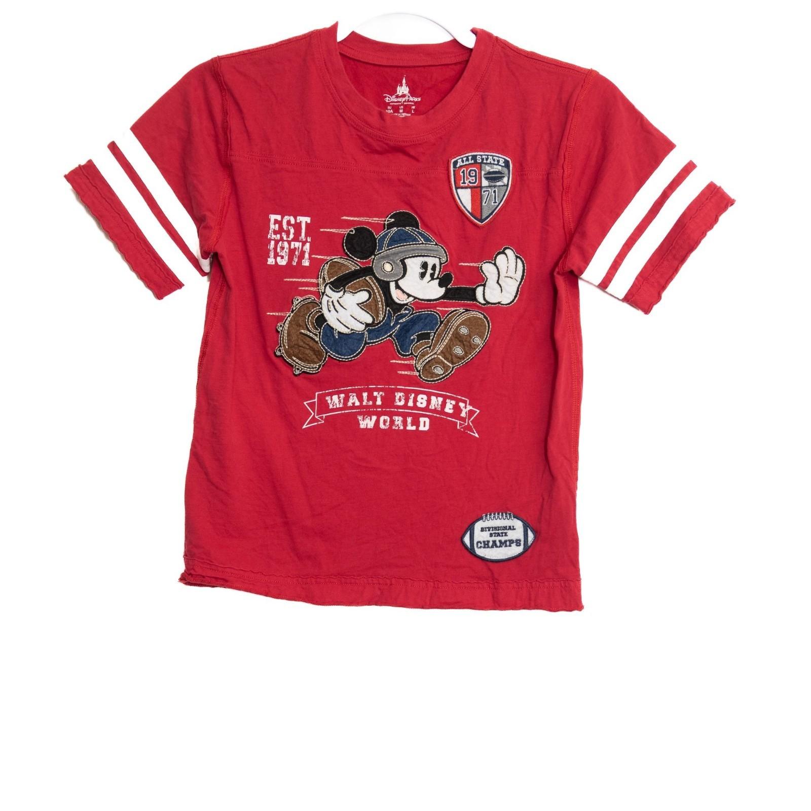Walt Disney World Size M Mickey Football T-Shirt Kids Red Cotton XXXL