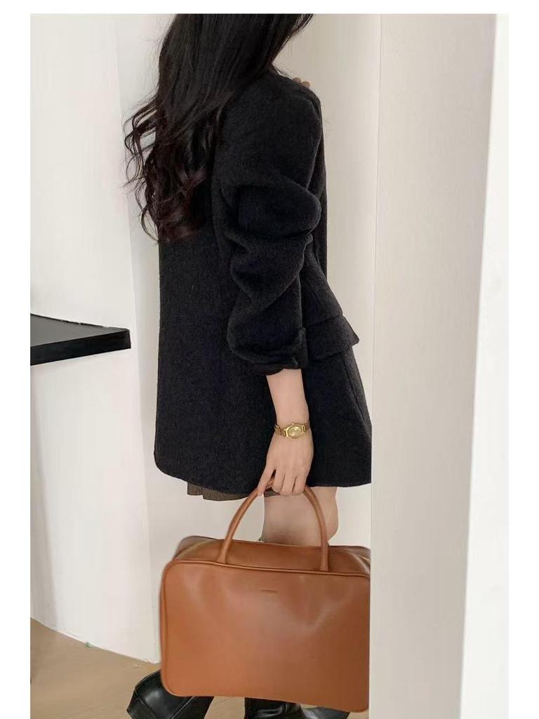 2025 Elegant Double-Faced Wool Coat - Slimming Casual Mid-Length, Perfect for Autumn & Winter.