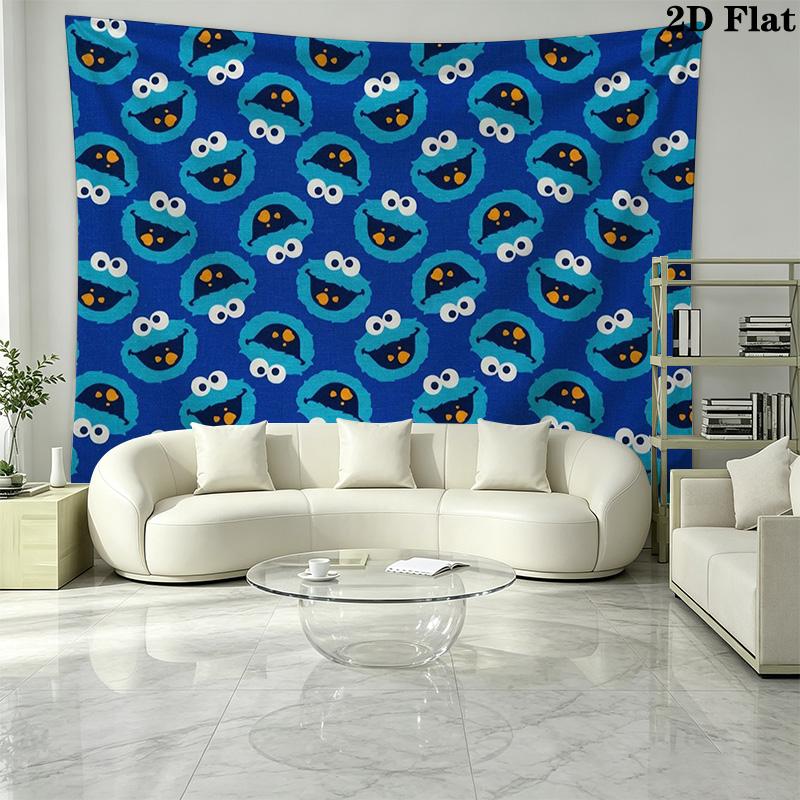 Cookie Monster Wall Tapestry Aesthetic Wall Hanging Printed Fabric Blanket Decorative Tapestries for Bedroom Living Room Home Decor