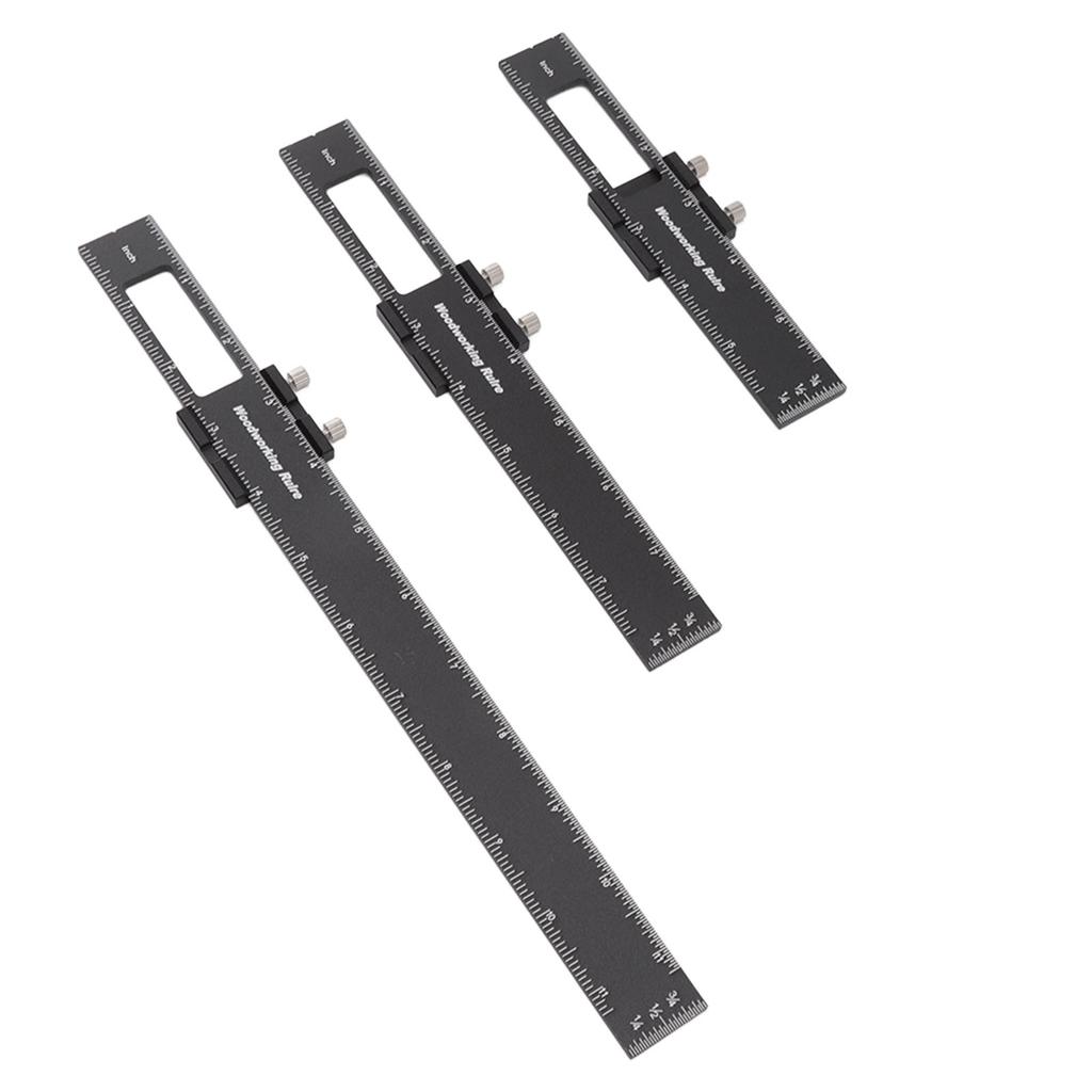 3 Pcs Woodworking Ruler Set Aluminium Alloy T Type Scribing Marking Measuring Ruler with Slide