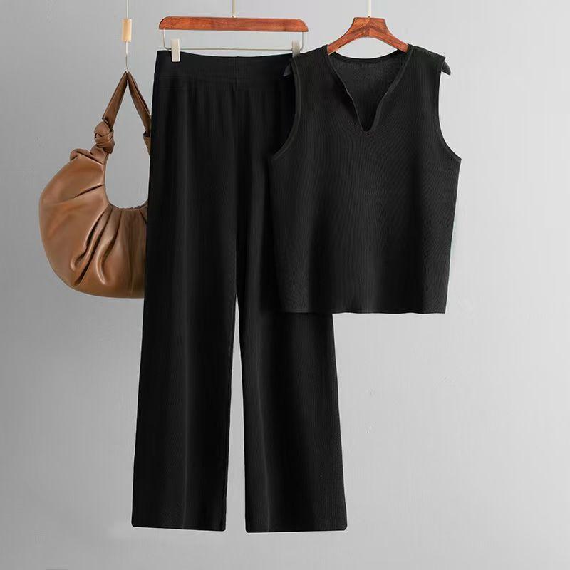 Fashion Wind New Fashion Casual Knitting Vest Pants Suit Knitted Vest and Pants Set